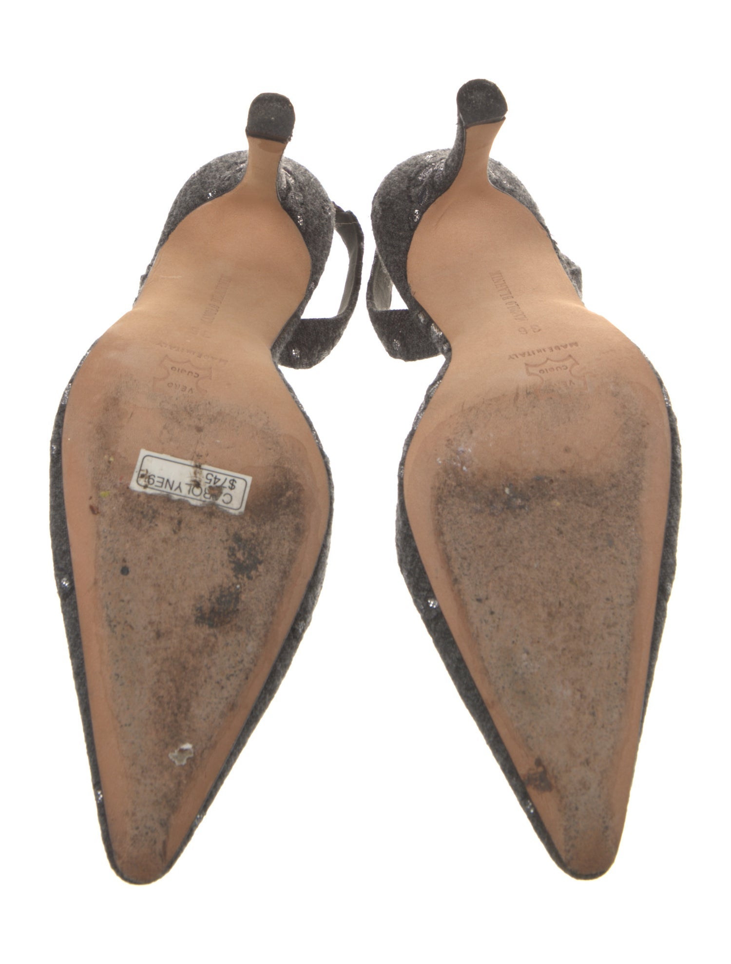 Manolo Blahnik Wool Floral Print Slingback Pumps